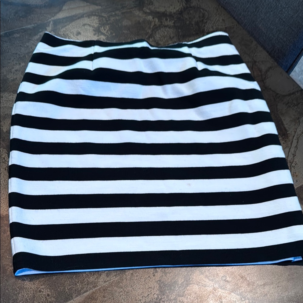 Vince Camuto Black and White Striped Pencil Skirt